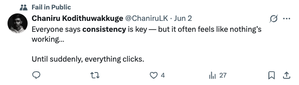 Tweet about consistency